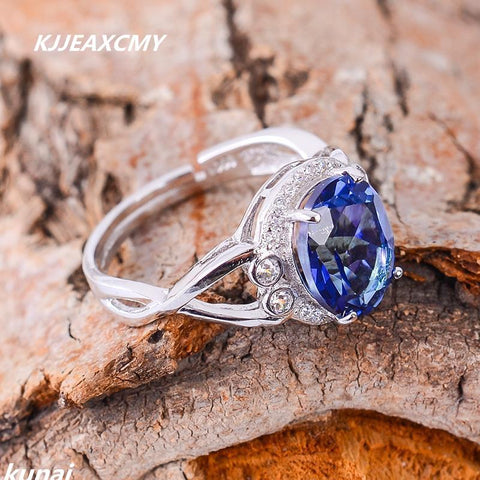 KJJEAXCMY Fine jewelry Wholesale custom ladies STERLING SILVER RING 925 silver inlay Tanzania color Topaz Ring female models-JewelryKorner