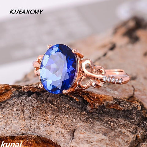 KJJEAXCMY Fine jewelry Wholesale ladies ring color jewelry 925 silver inlay Tanzania color Topaz Ring-JewelryKorner