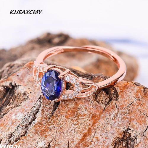 KJJEAXCMY Fine jewelry Wholesale women's rings, 925 silver inlay, natural Tan stone rings-JewelryKorner