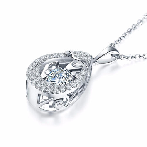 Real 925 Silver Luxury Dancing Natural Topaz Necklace Pendant For Women with Dancing Stone Best Gift Valentine's Day-JewelryKorner