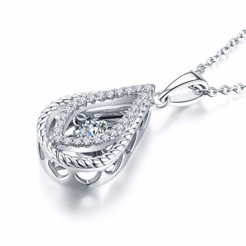 Real 925 Sterling Silver Necklaces Trendy Dancing Natural Topaz Pendant Fashion Jewelry for Women Water Drop Necklace Female-JewelryKorner