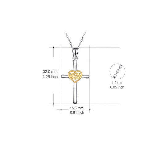 YAFEINI 925 Sterling Silver Cross Pendant Love Heart Lucky Knot Pendants Necklaces Fashion Jewelry For Women PYX0308-JewelryKorner