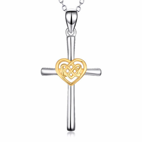 YAFEINI 925 Sterling Silver Cross Pendant Love Heart Lucky Knot Pendants Necklaces Fashion Jewelry For Women PYX0308-JewelryKorner
