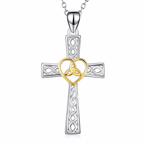 YAFEINI 925 Sterling Silver Cross Pendant Love Heart Lucky Knot Pendants Necklaces New Jewelry For Women 2017 PYX0304-JewelryKorner