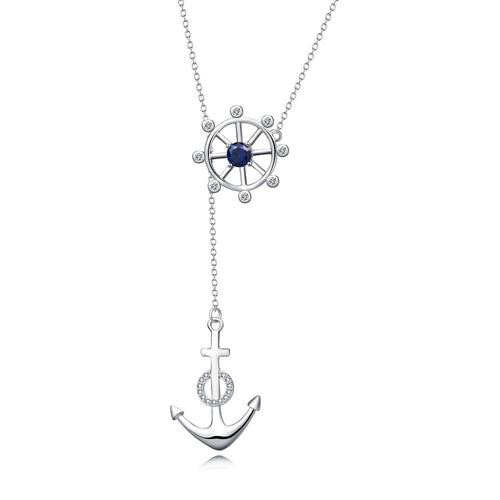 YAFEINI 925 Sterling Silver Crystal CZ Anchor Paddle Pendants Necklaces Fashion Jewelry Necklace Gift For Women PYX0033-JewelryKorner