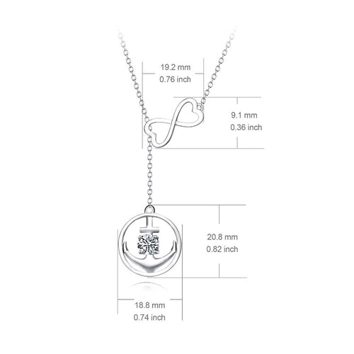 YAFEINI 925 Sterling Silver Cubic Zirconia Anchor Round Necklace Infinity Love Pendants Necklaces Jewelry Gift For Women PYX0034-JewelryKorner