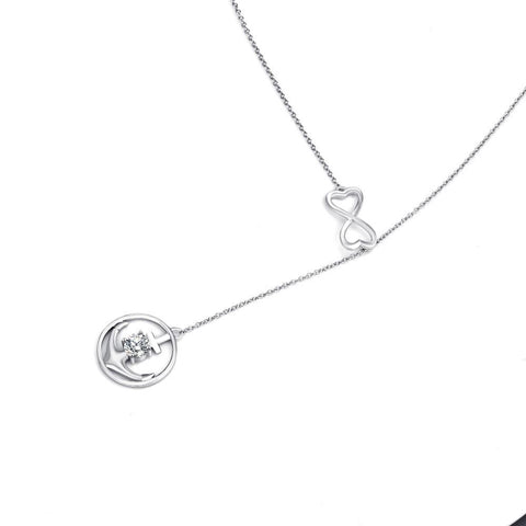 YAFEINI 925 Sterling Silver Cubic Zirconia Anchor Round Necklace Infinity Love Pendants Necklaces Jewelry Gift For Women PYX0034-JewelryKorner