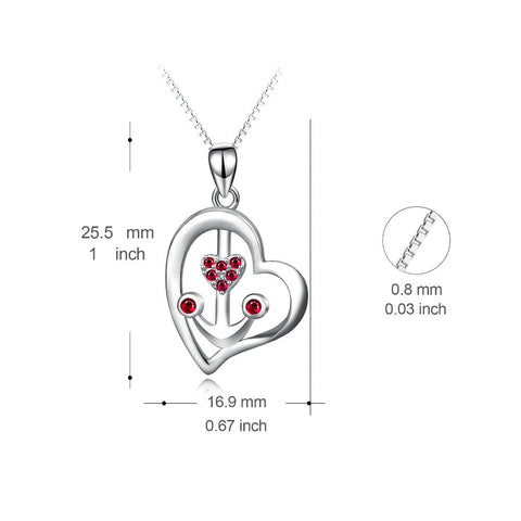 YAFEINI 925 Sterling Silver Love Heart Anchor Pendant Necklace Crystal CZ Jewelry New Fashion Collier For Women-JewelryKorner