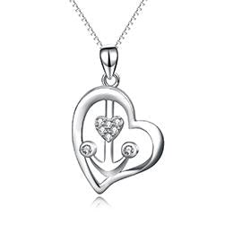 YAFEINI 925 Sterling Silver Love Heart Anchor Pendant Necklace Crystal CZ Jewelry New Fashion Collier For Women-JewelryKorner