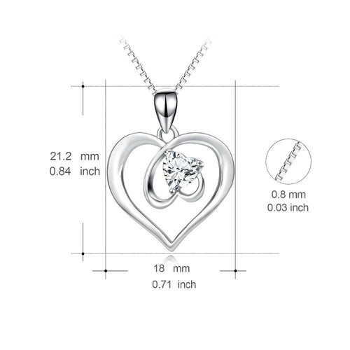 YAFEINI 925 Sterling Silver Love Heart Cubic Zirconia Pendant Necklace New Fashion Jewelry For Women PYX0210-JewelryKorner