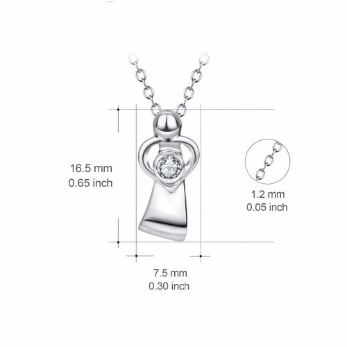 YAFEINI 925 Sterling Silver Love Heart Mother & Child Mother Love Crystal Pendants Necklaces Jewelry For Women PYX0353-JewelryKorner