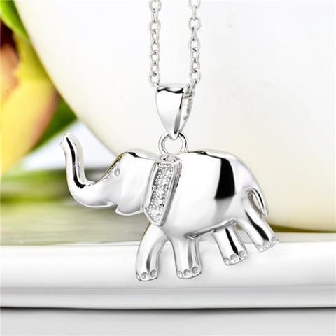 YAFEINI Fashion Necklace For Women 2016 Genuine 925 Sterling Silver Elephant Necklace Fine Jewelry Collares Mujer 18" GNX0456-JewelryKorner