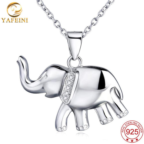 YAFEINI Fashion Necklace For Women 2016 Genuine 925 Sterling Silver Elephant Necklace Fine Jewelry Collares Mujer 18" GNX0456-JewelryKorner