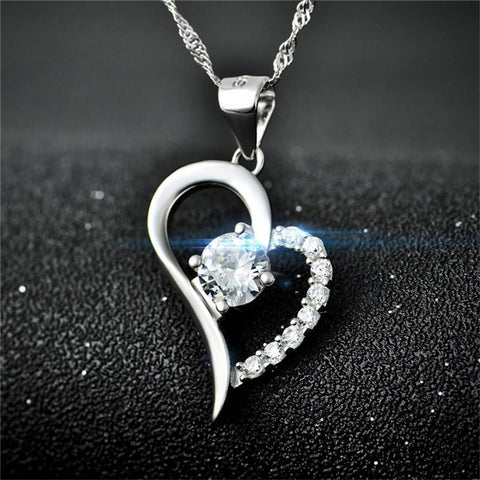 YAFEINI Wholesale 925 Sterling Silver Crystal Love Heart Pendants Necklaces Fashion Jewelry Necklace Collares Mujer GNX0431-JewelryKorner