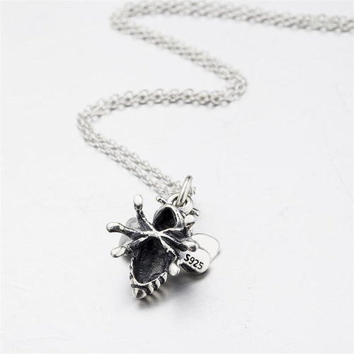 YAFINI Wholesale Bee Charms Jewelry 925 Sterling Silver 3D Bumble Bee Necklace Antique Silver Women Pendant Necklace GNX8770-JewelryKorner
