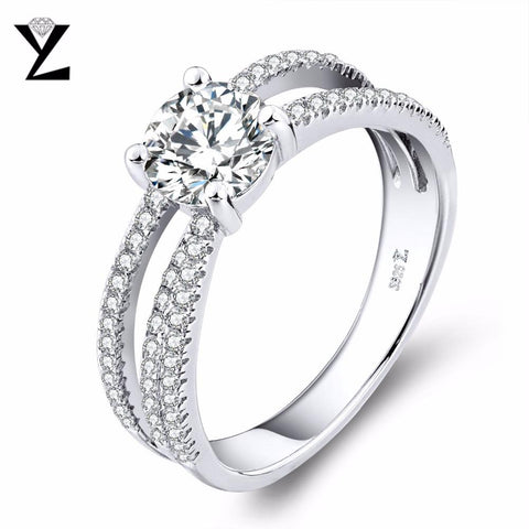 YL 925 Sterling Silver Topaz Rings Women Wedding Fine Jewelry Natural Topaz Stone Engagement Ring-JewelryKorner