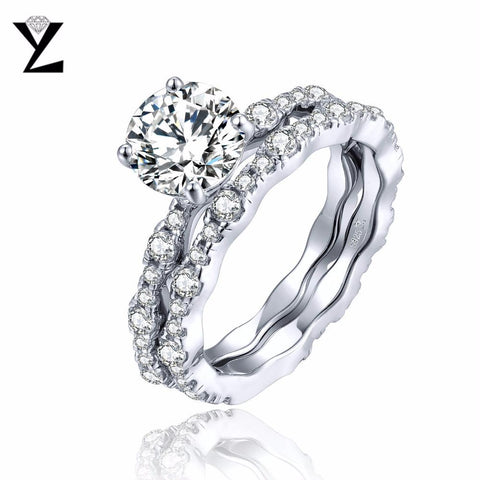 YL Bague Argent 925 Sterling Silver Ring Sets for Women Wedding Engagement Fine Jewelry Topaz Natural Stone Couple Promise Ring-JewelryKorner