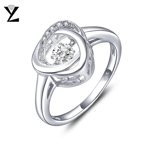 YL Silver 925 Sterling Engagement Rings Fine Jewelry Argent Wedding Band Fashion Rings for Women 2017 Dancing Natural Stone Ring-JewelryKorner