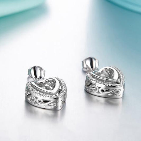 YL Silver 925 Sterling Silver Heart Earrings for Women Love Fine Jewelry Dancing Topaz Stone Wholesale Wedding Drop Earrings-JewelryKorner