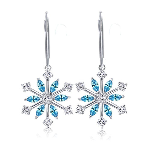 YL Snowflake 925 Sterling Silver Earrings for Women Fine Jewelry with Blue Spinel Natural Stone Wedding Party Earrings-JewelryKorner
