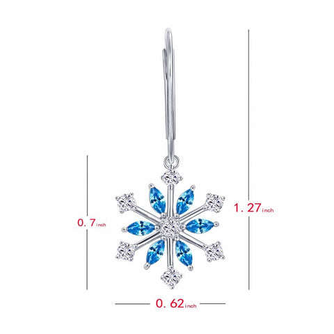 YL Snowflake 925 Sterling Silver Earrings for Women Fine Jewelry with Blue Spinel Natural Stone Wedding Party Earrings-JewelryKorner