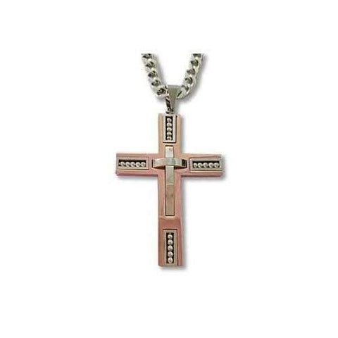 Keepsake Cross Pendant With A Curb Chain For Men 18kt Gold Plated-JewelryKorner-com