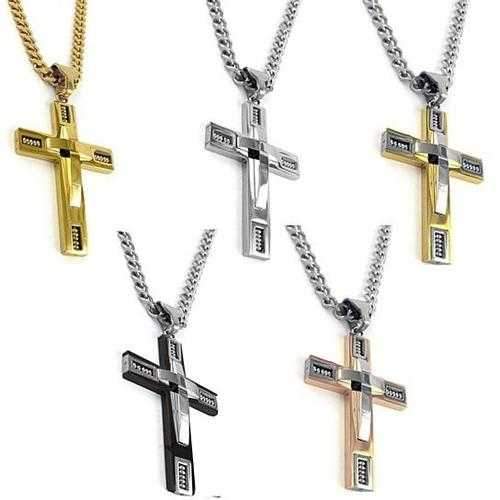 Keepsake Cross Pendant With A Curb Chain For Men 18kt Gold Plated-JewelryKorner-com