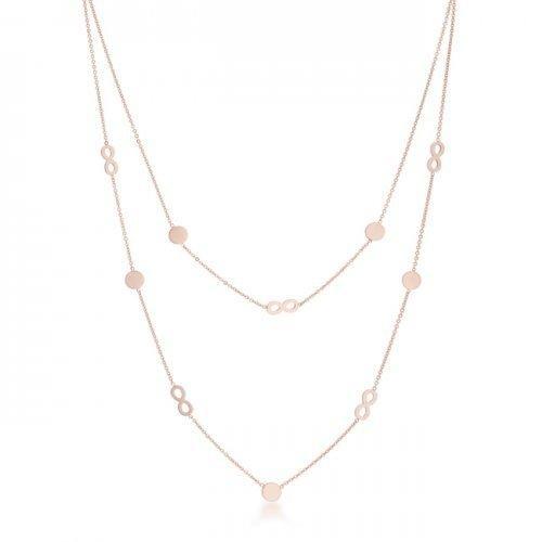 Krystal Rose Gold Stainless Steel Infinity Station Layer Necklace (pack of 1 ea)-JewelryKorner-com