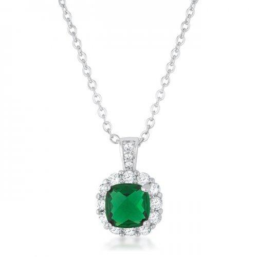 Liz 2.6ct Emerald Cz Rhodium Classic Necklace (pack of 1 ea)-JewelryKorner-com