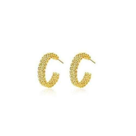 Love At First Sight 18 Kt Gold Plated 925 Sterling Silver Polished And Rose Gold Plated Cross Link Cable Earrings-JewelryKorner-com