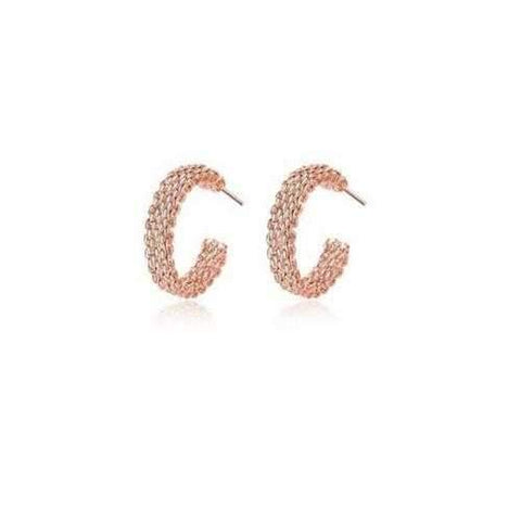 Love At First Sight 18 Kt Gold Plated 925 Sterling Silver Polished And Rose Gold Plated Cross Link Cable Earrings-JewelryKorner-com
