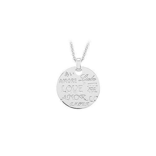 Love Necklace with Diamond & Sterling Silver Rhodium Plate-JewelryKorner-com