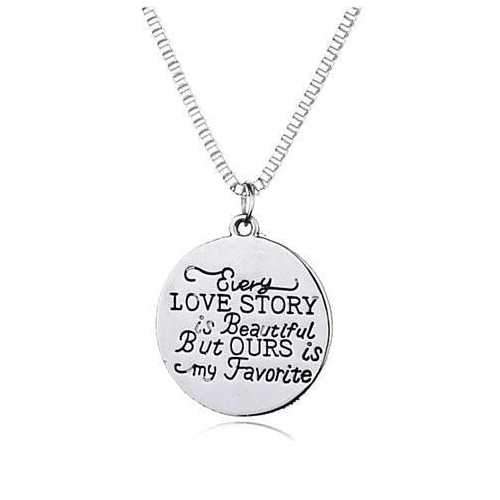 Love Quote Pendant and Chain Necklace-JewelryKorner-com