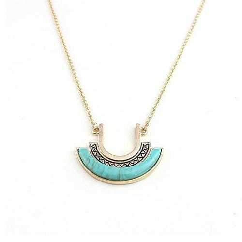 Love U To The Moon Long Turquoise Necklace-JewelryKorner-com