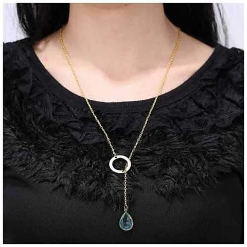 Lucky Luminous Crystal Lariat style Necklace-JewelryKorner-com