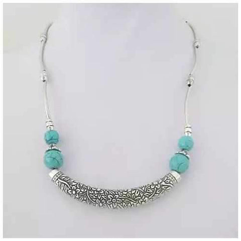 Luna The Crescent Moon Turquoise Necklace-JewelryKorner-com