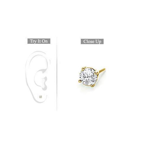 Mens 14K Yellow Gold : Round Diamond Stud Earring - 0.15 CT. TW.-JewelryKorner-com