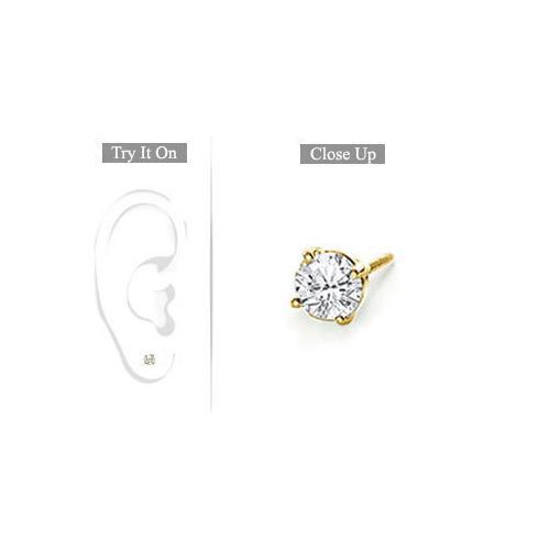 Mens 14K Yellow Gold : Round Diamond Stud Earring - 0.25 CT. TW.-JewelryKorner-com