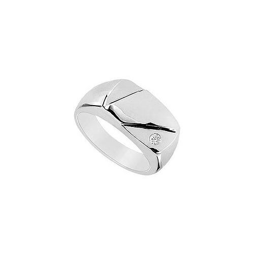 Mens Diamond Ring : 14K White Gold - 0.10 CT Diamonds-JewelryKorner-com