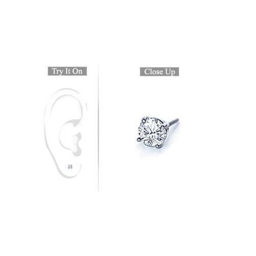 Mens Platinum : Round Diamond Stud Earring 0.15 CT. TW.-JewelryKorner-com