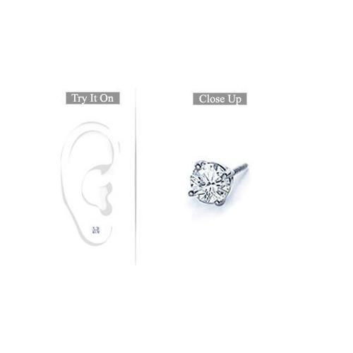Mens Platinum : Round Diamond Stud Earring 0.25 CT. TW.-JewelryKorner-com