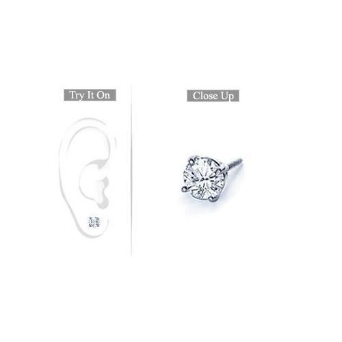 Mens Platinum : Round Diamond Stud Earring 0.50 CT. TW.-JewelryKorner-com
