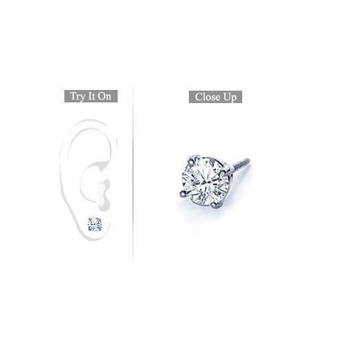 Mens Platinum : Round Diamond Stud Earring 1.00 CT. TW.-JewelryKorner-com