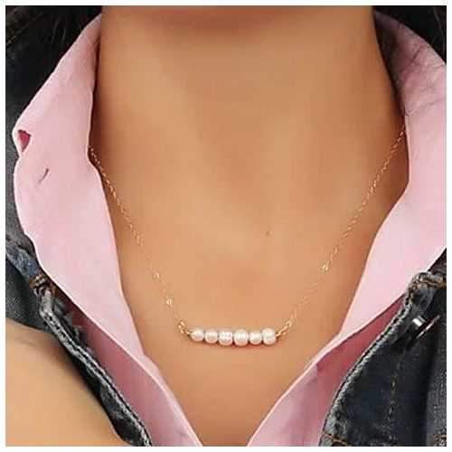 Miss Lovely Pearls Bar Necklace And Bracelet Set-JewelryKorner-com