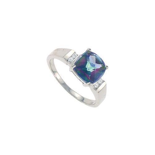 Mystic Topaz and Diamond Ring : 14K White Gold - 3.33 CT TGW-JewelryKorner-com