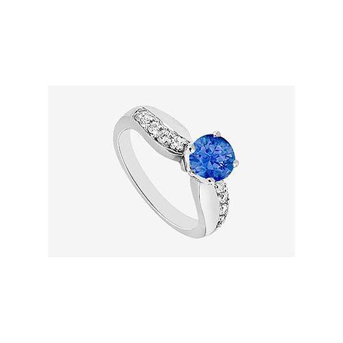 Natural Sapphire and Diamond Engagement Ring in 14K White Gold 0.75 Carat TGW-JewelryKorner-com