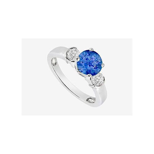Natural Sapphire and Diamond Engagement Ring in 14K White Gold with 0.70 Carat TGW-JewelryKorner-com