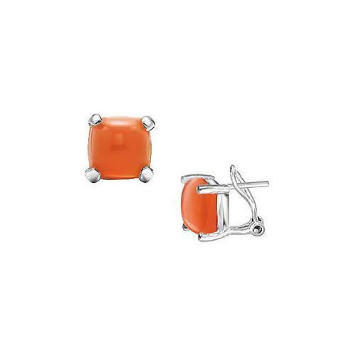 Orange Chalcedony Earrings : 14K White Gold - 10.00 CT TGW-JewelryKorner-com