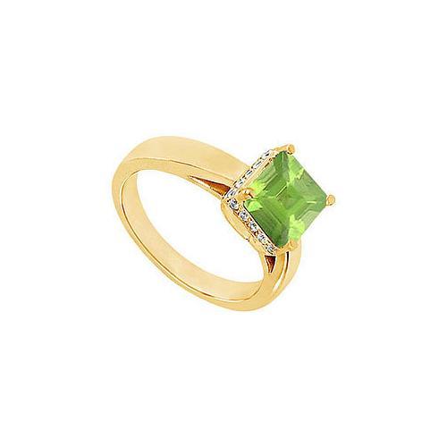 Peridot and Diamond Ring : 14K Yellow Gold - 1.00 CT TGW-JewelryKorner-com