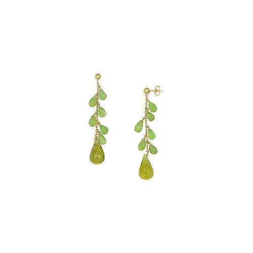 Peridot and Lemon Quartz Earrings : 14K Yellow Gold - 25.00 CT TGW-JewelryKorner-com